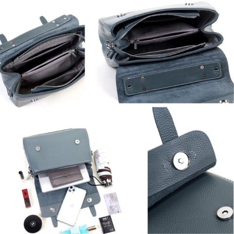 women leather messenger bag with inside construction