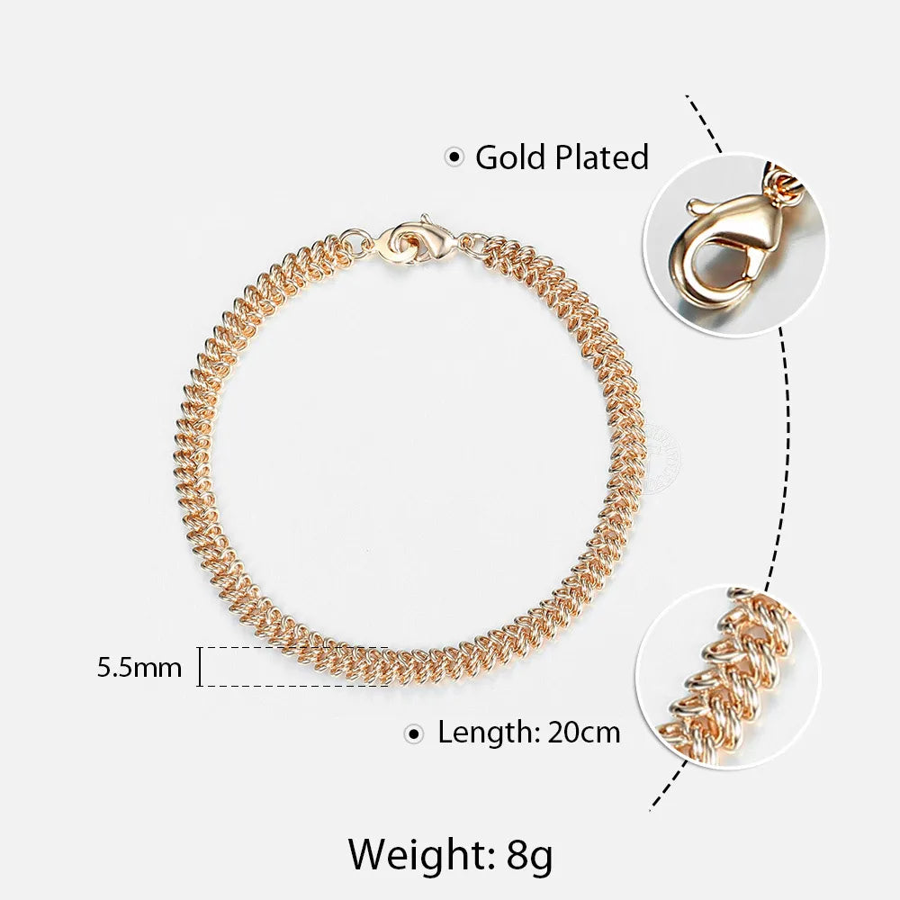21 Styles 585 Rose Gold Color Bracelet for Women Men Girl Snail Curb/Weaving Link Foxtail Hammered Bismark Bead Chains 20cm