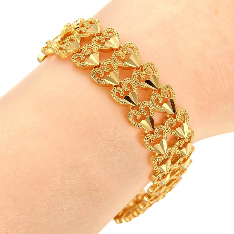 Trendy Plated Multi shape Punk Bracelet Curb Cuban Chain Gold Color Bracelets Bangle For Men Women Jewelry Gifts