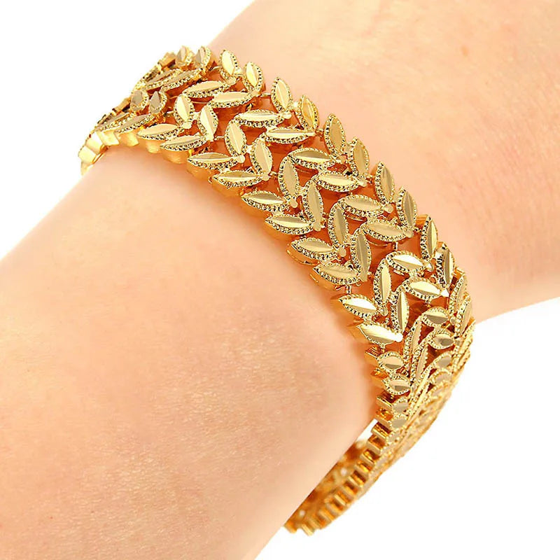 Trendy Plated Multi shape Punk Bracelet Curb Cuban Chain Gold Color Bracelets Bangle For Men Women Jewelry Gifts