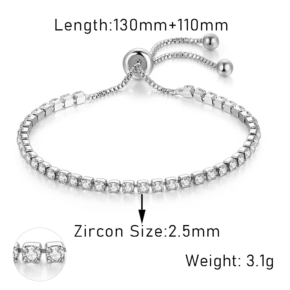Adjustable Tennis CZ Bracelet For Women Sparking Zircon Rose Gold Color Bracelet on Hand Gift to Friends Fashion Jewelry H017