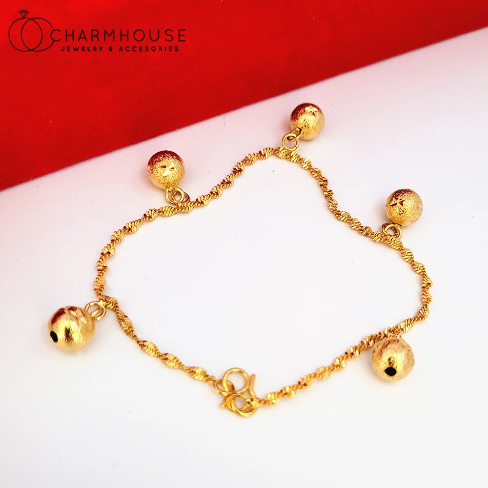 Yellow Gold Plated Charm Bracelets For Women Five Bells Twisted Chain Bracelet & Bangle Pulseira Femme Trendy Jewelry Bijoux
