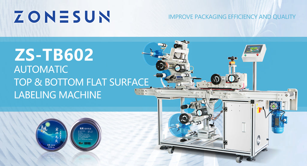 ZONESUN ZS-TB602 Automatic Flat Surface Labeling Machine Top and Bottom Label Applicator
