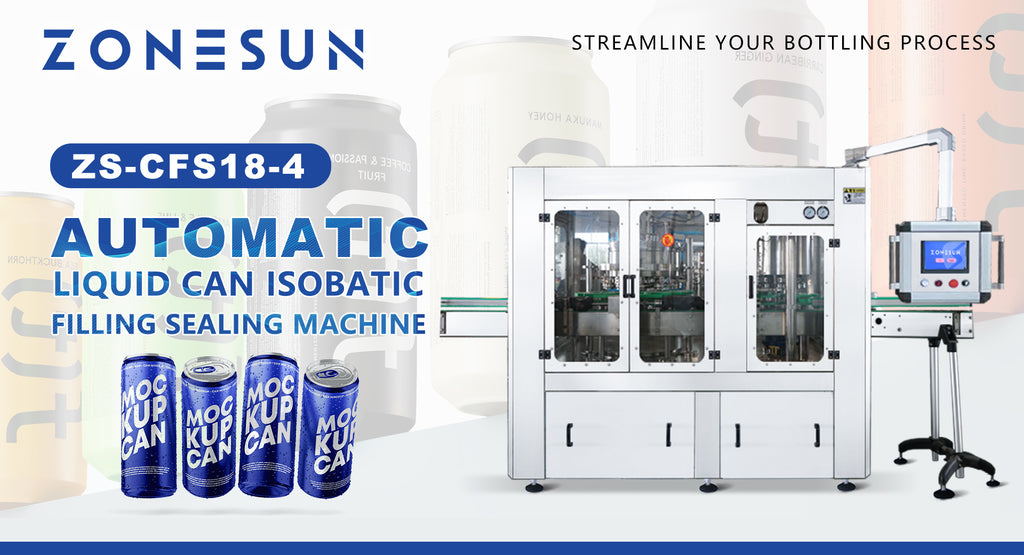 Streamline Your Bottling Process with ZONESUN ZS-CFS18-4 Automatic Liquid Can Isobatic Filling Sealing Machine