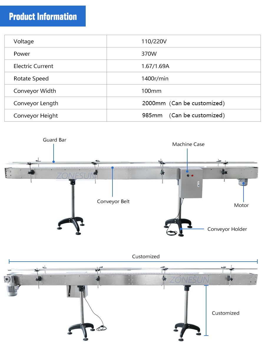 Banda transportadora de cadena pequeña de automatización personalizada ZONESUN ZS-CB150 para cadena de producción