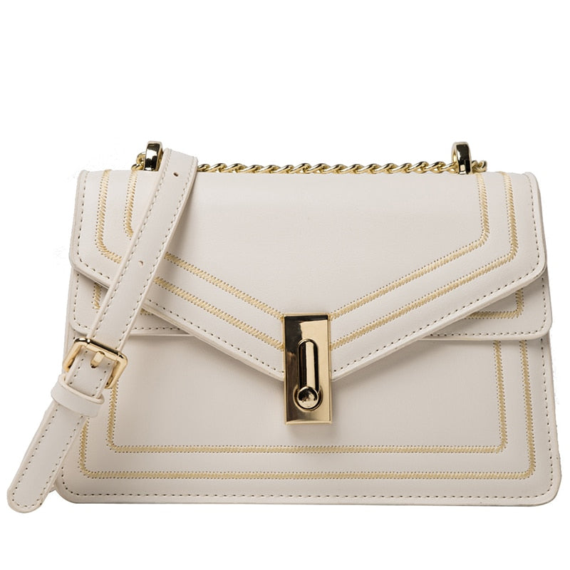 Elegant Leather Female Square Crossbody bag