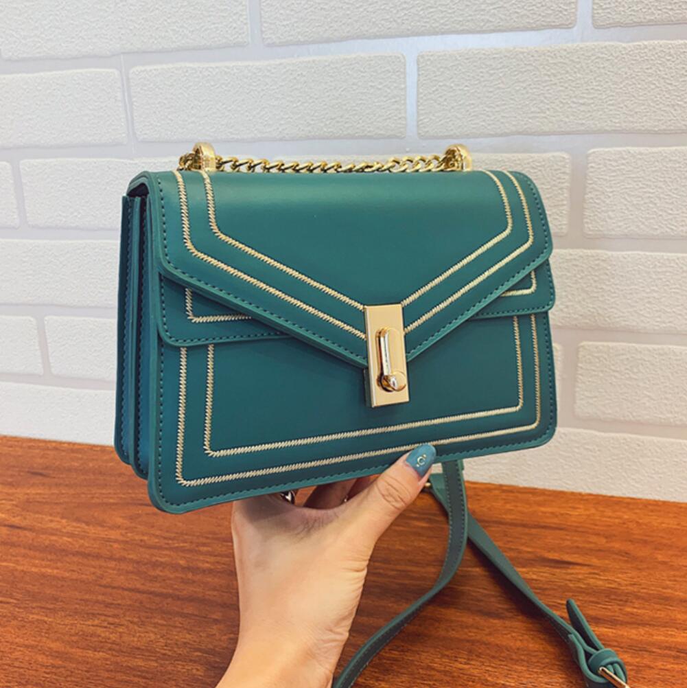 Elegant Leather Female Square Crossbody bag