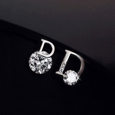 D letter Fine Crystal Stone Trend Setter Earring