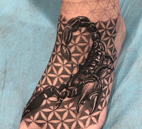scorpion foot tattoo design