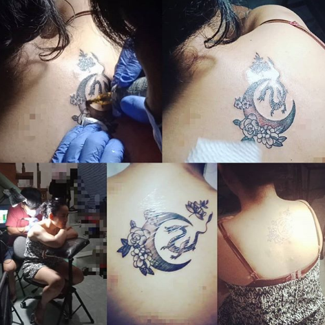 Moon and Dragon Tattoo Design