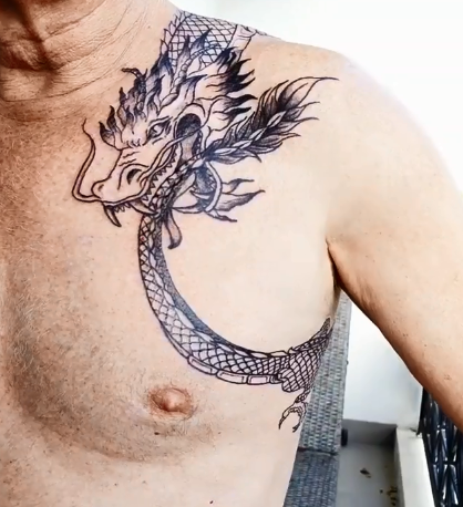 ouroboros dragon tattoo design on the shoulder