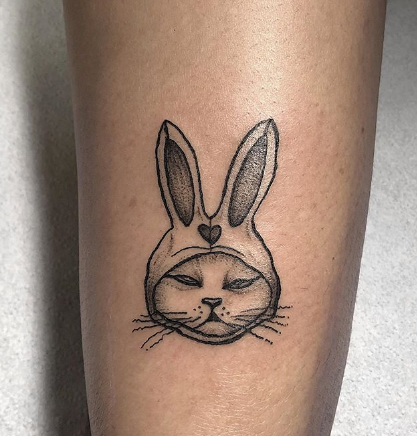 rabbit ears cat tattoo design