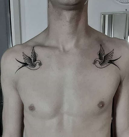 Symmetrical Swallow Tattoo
