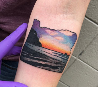 Colorful Beach Tattoo in a frame