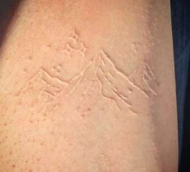 white line mountain tattoo