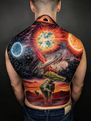 universe full back tattoo