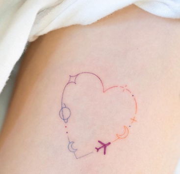 universe heart frame tattoo