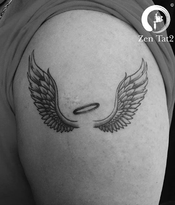 tattoo of Angel Wings With Halo