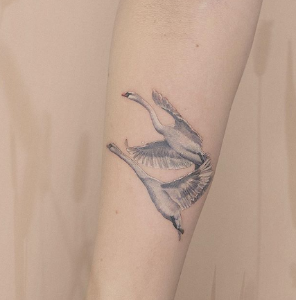 3D Swan Tattoo
