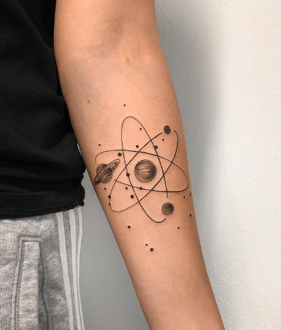 atom forearm tattoo design