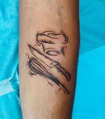 negative space chef knife tattoo negative space chef knife tattoo
