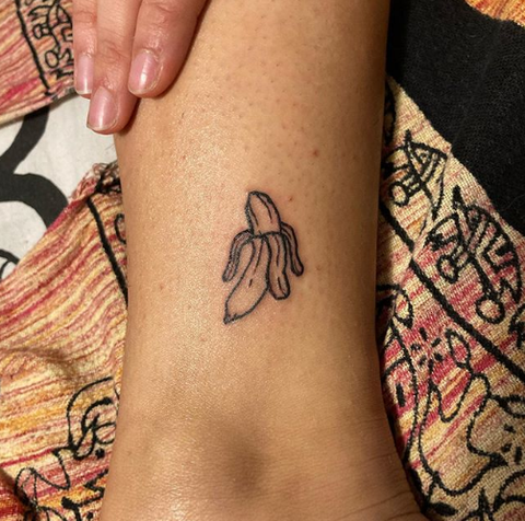 simple line banana tattoo