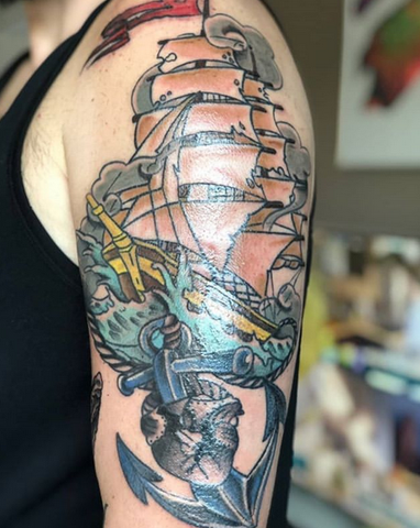 sailship arm tattoo