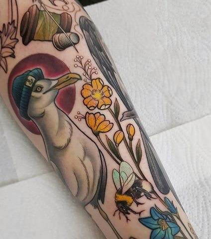 capital seagull forearm tattoo