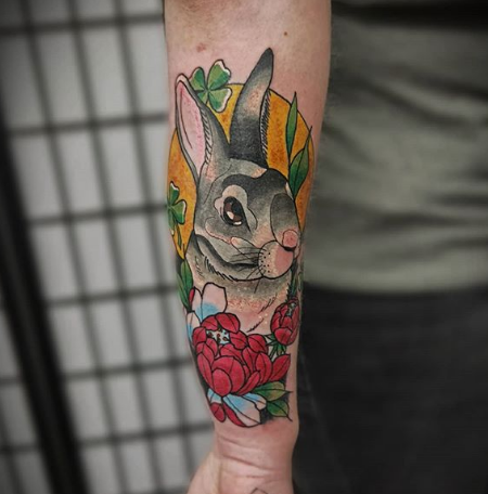 rabbit tattoo design on the forearm