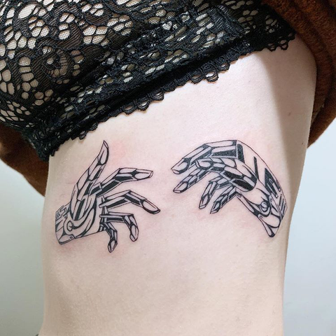 hand rib tattoo