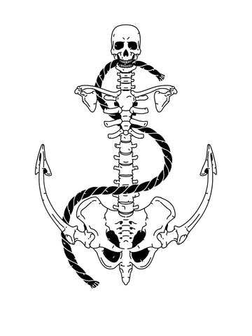 skull skeleton anchor tattoo design