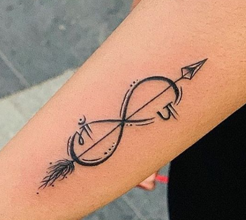 arrow infinity symbol forearm tattoo