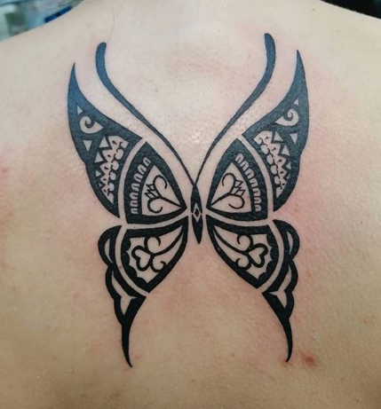 Tribal Butterfly Tattoo on back