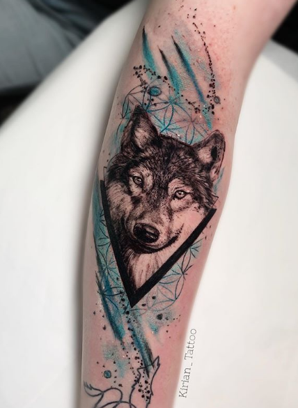 wolf tattoo on forearm
