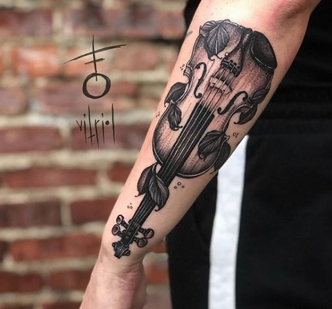 instrument guitar forearm tattoo