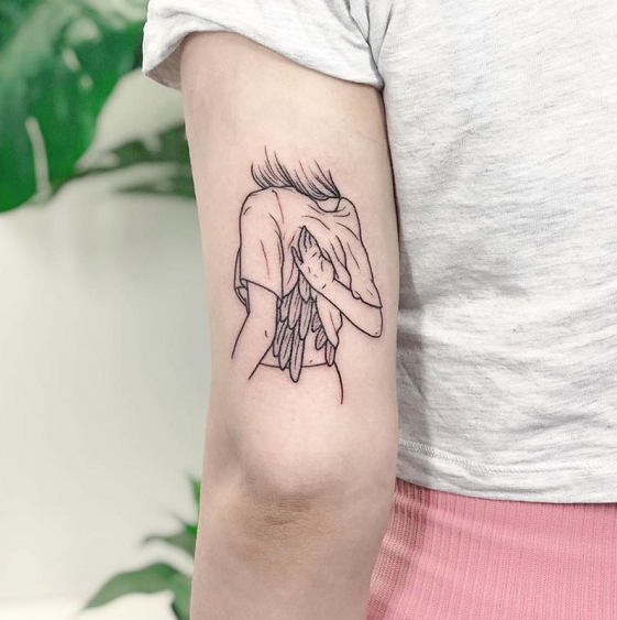 angel arm tattoo