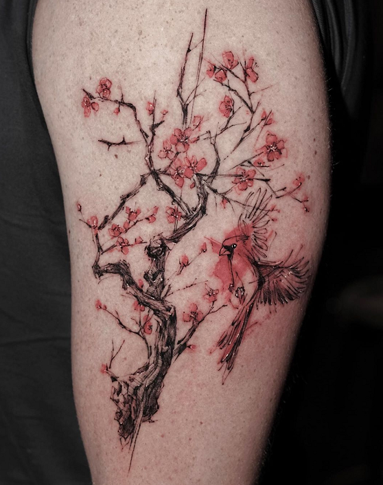 sakura cherry blossom tree tattoo