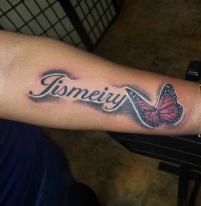 Butterfly and Name Tattoo
