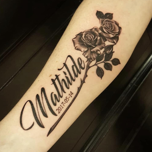 Name and Rose Tattoo