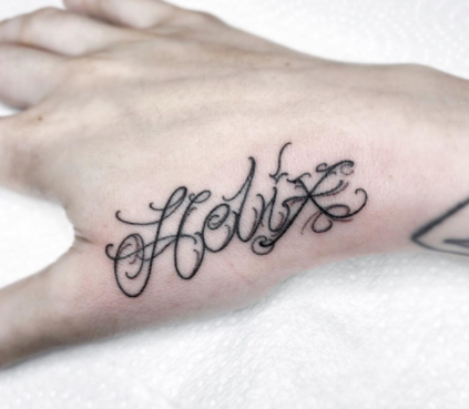 name hand tattoo