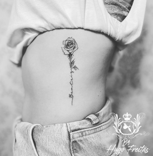 flower rose name tattoo