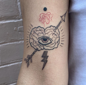 brain and eye tattoo