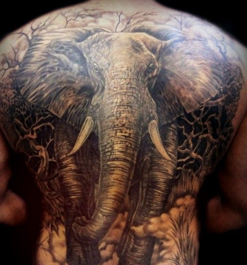 3D Elephant Tattoo