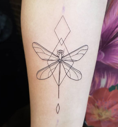 Geometric Dragonfly Tattoo