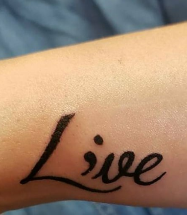 word live semicolon tattoo