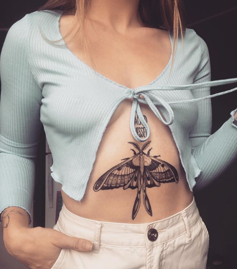 butterfly stomach belly tattoo