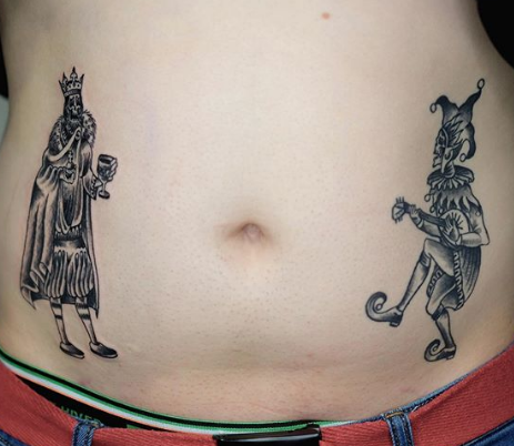 king joker stomach belly tattoo