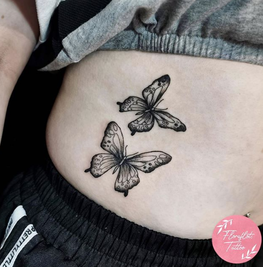 butterfly stomach belly tattoo