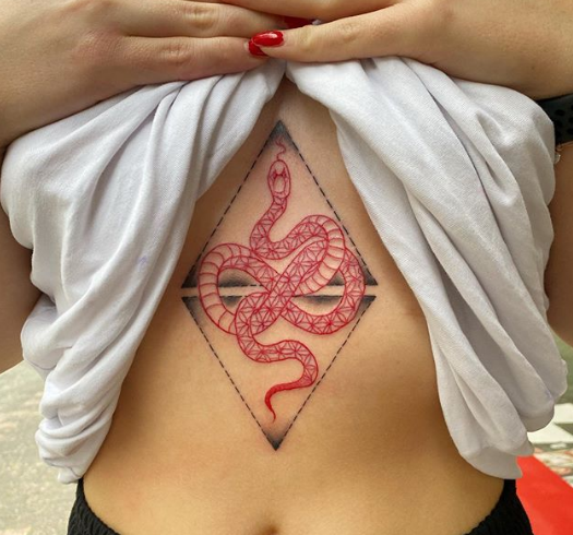 snake stomach belly tattoo