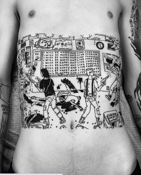 manga stomach belly tattoo